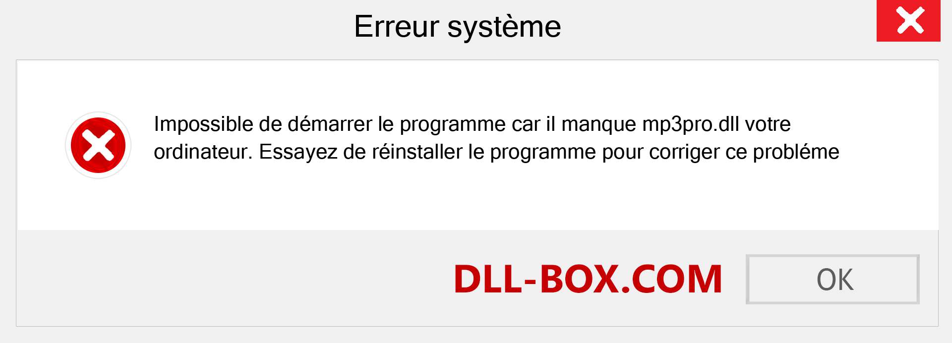 Le fichier mp3pro.dll est manquant ?. Télécharger pour Windows 7, 8, 10 - Correction de l'erreur manquante mp3pro dll sur Windows, photos, images